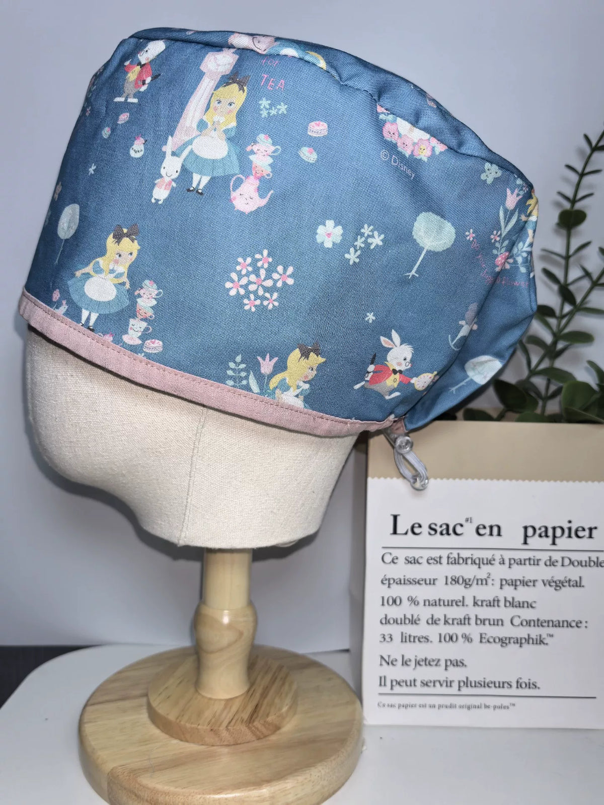 Katoenen Bouffant Cap Alice Print