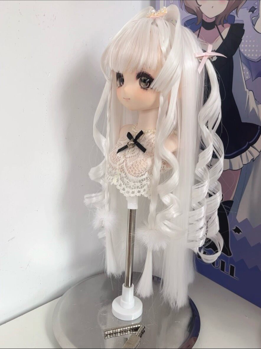 White Doll Wig with Braids and Curls