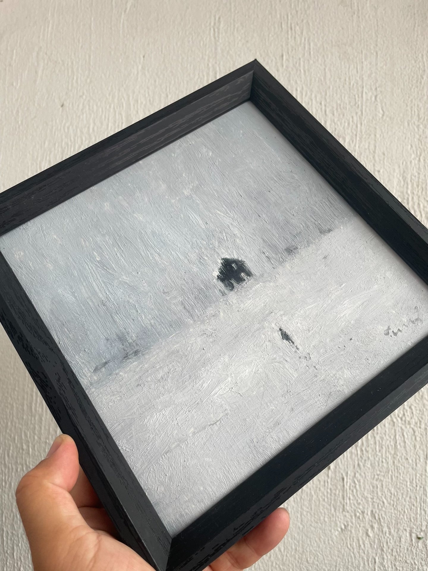 Hand-Painted Oil Artwork 20x20cm Canvas in 25x25cm Black Frame