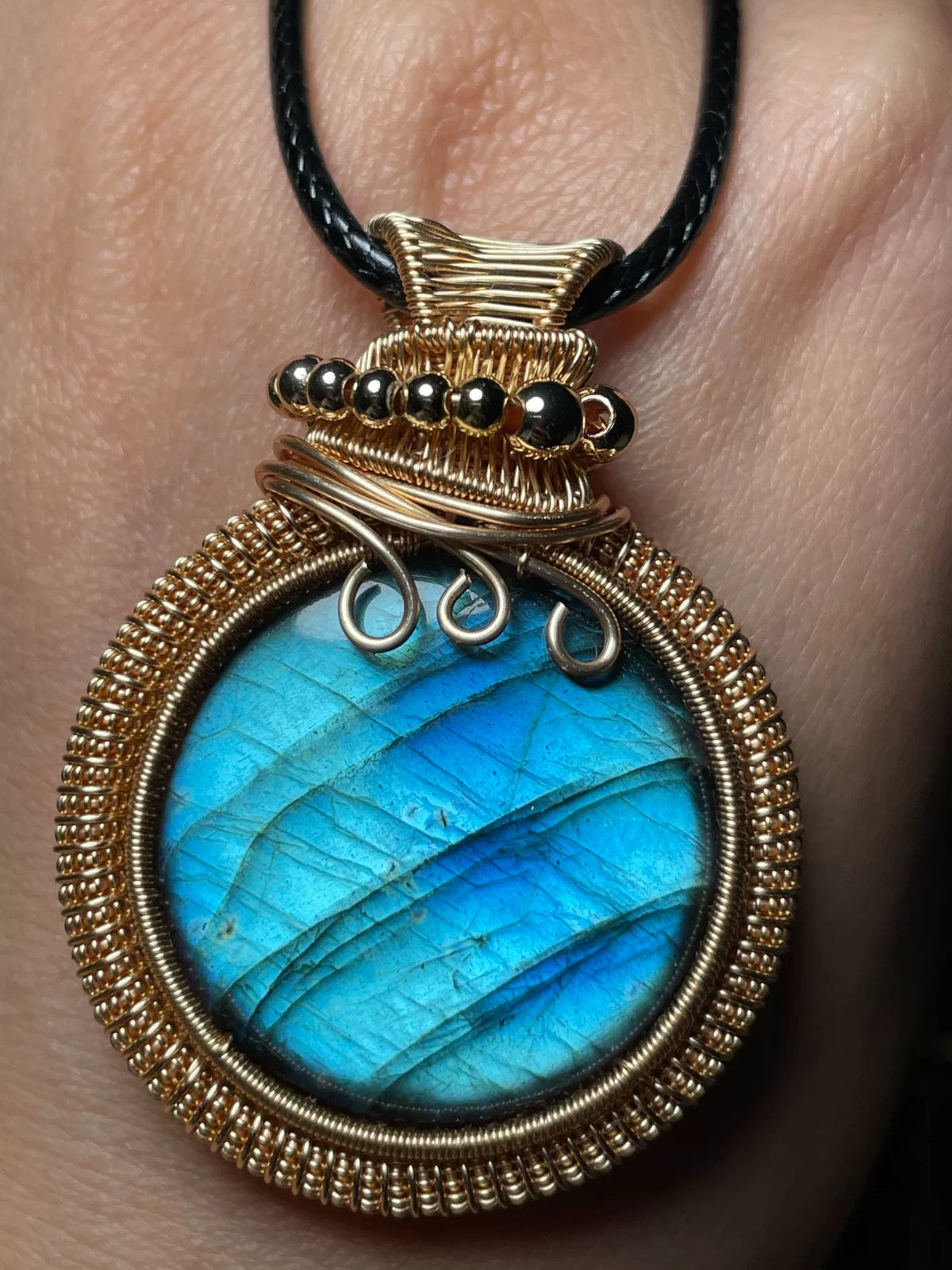 Blue Labradorite Wire Wrapped Pendant