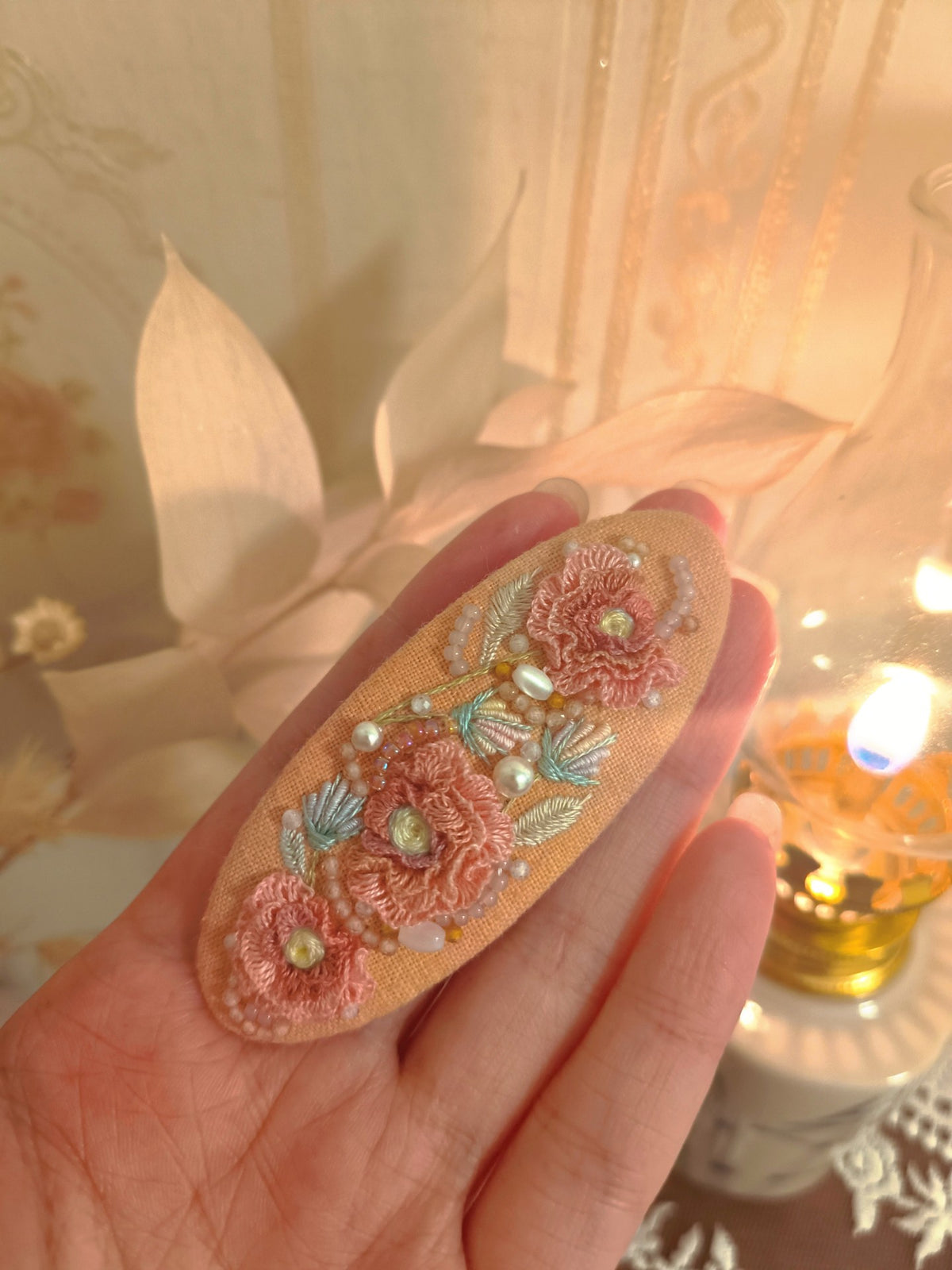 French Embroidery Silk Hair Clips Set