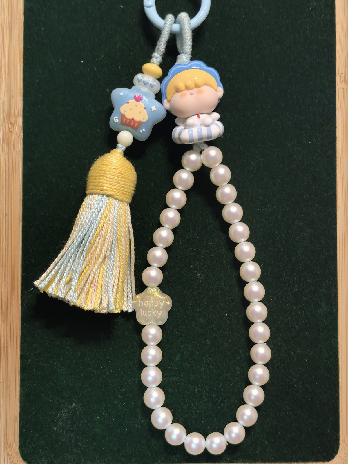 Sleeping Child Beaded Phone Charm Keychain