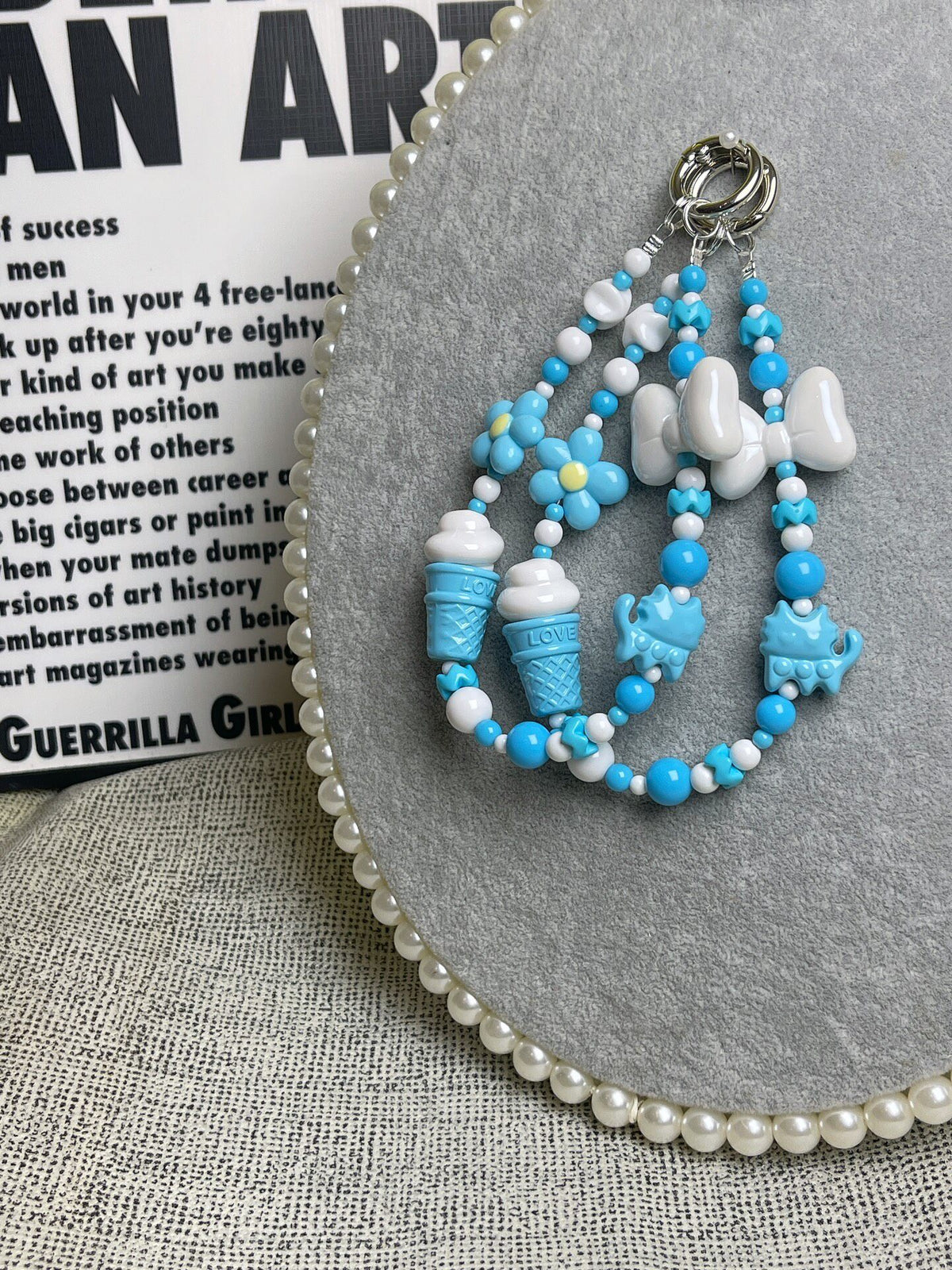 Blue White Ice Cream Phone Charm