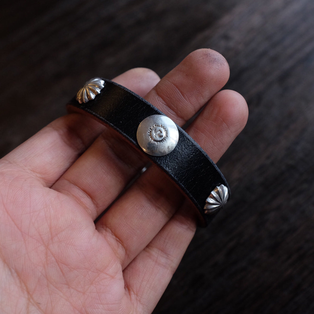 Leather Wristband with Silver S Hook