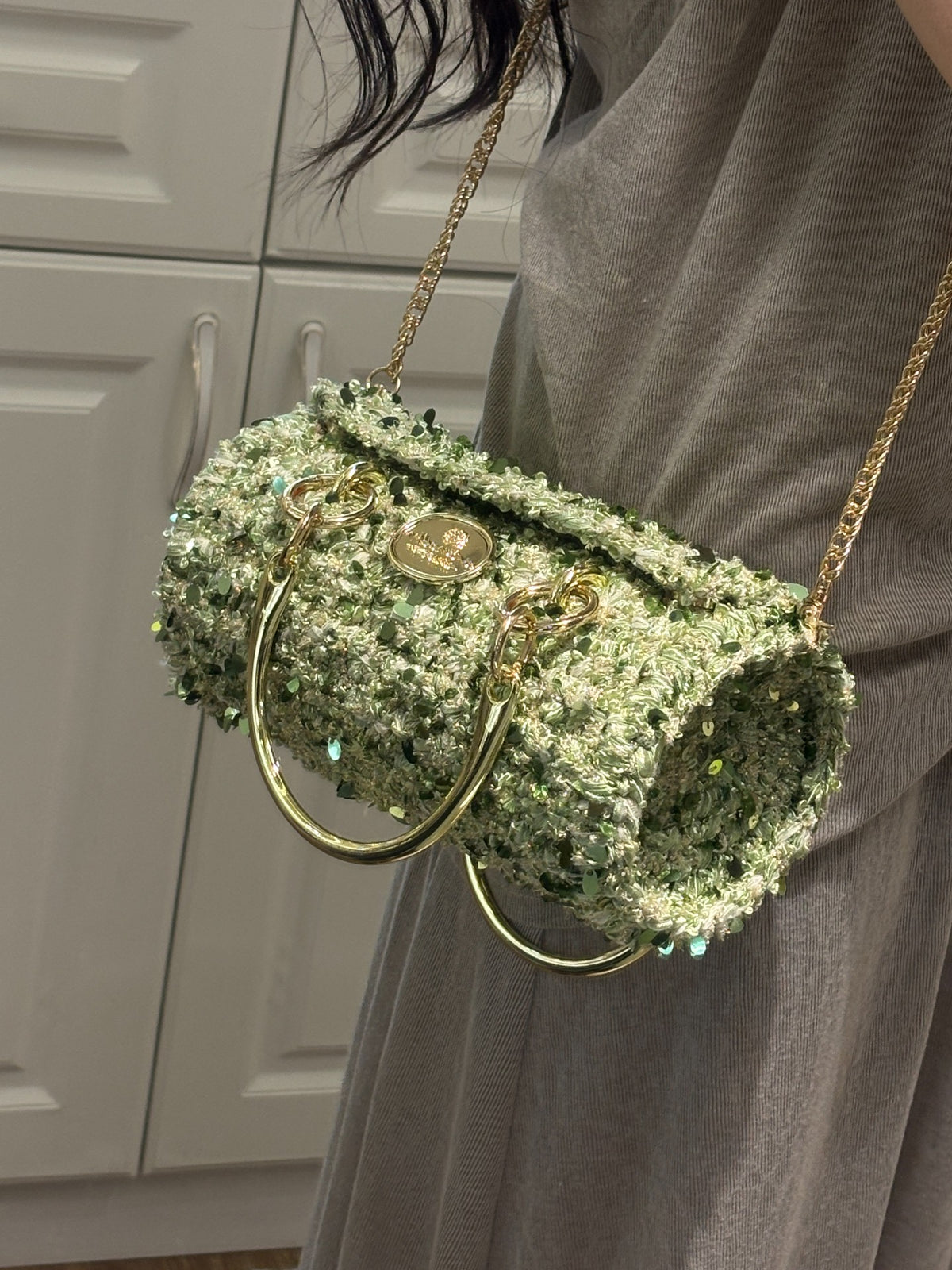 Groene pailletten mini crossbody tas