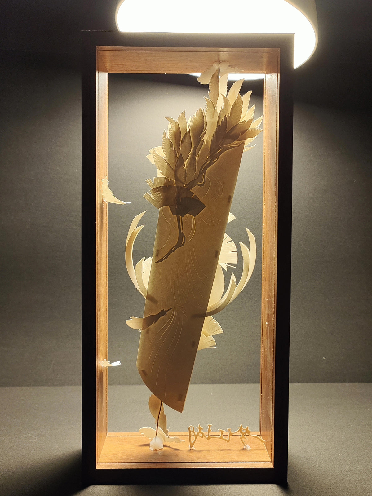 Wudang Crane Paper Art Shadow Box Display