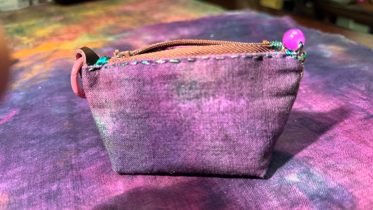 Handcrafted Dumpling Pouch with Plant-Dyed Fabric