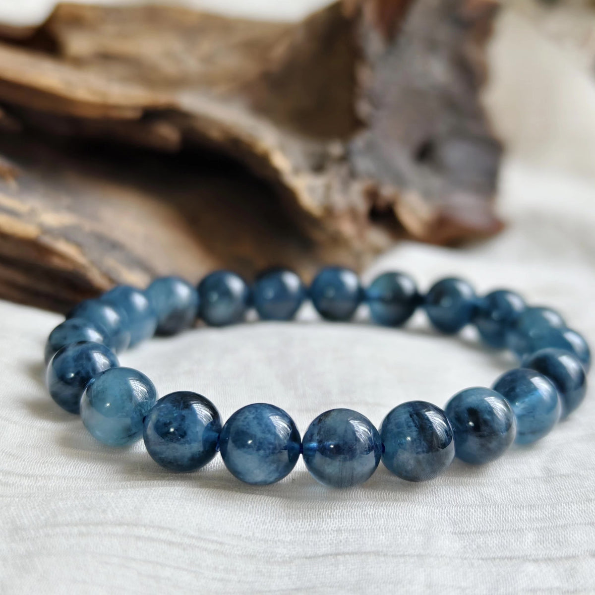 Natural Aquamarine Beaded Bracelet 9mm