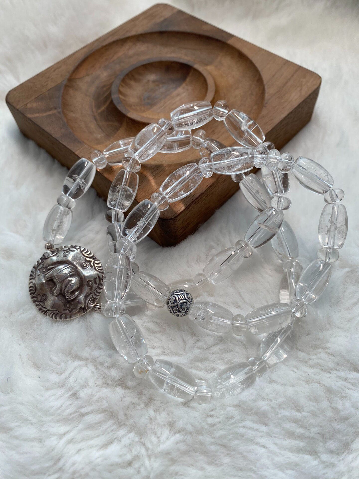 Clear Quartz Bracelet S925 Silver Elephant Charm