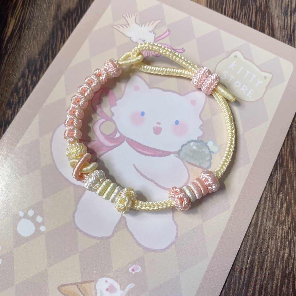 Handcrafted Woven Bracelet Pastel Yellow Pink
