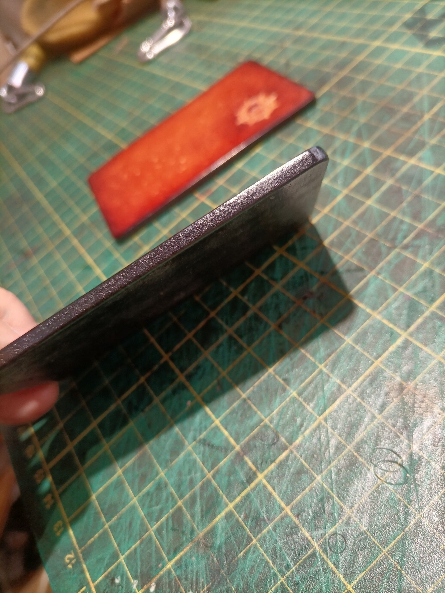 Leather Desk Pad with Embossed Pig and Gear Emblems