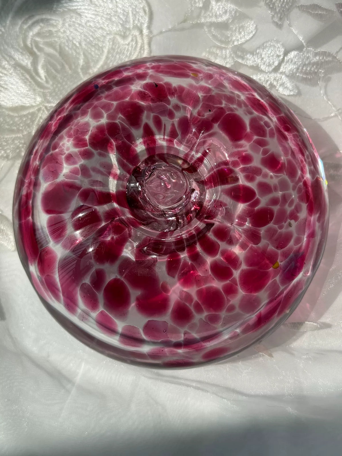 Vintage Rood Glazen Persjikaibaas Pompo Ornament
