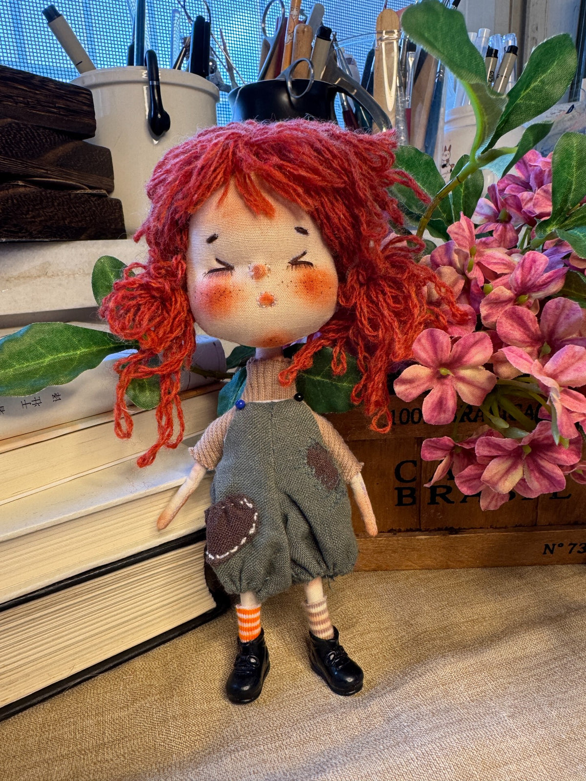 Handmade Cloth Doll 14 cm Tall