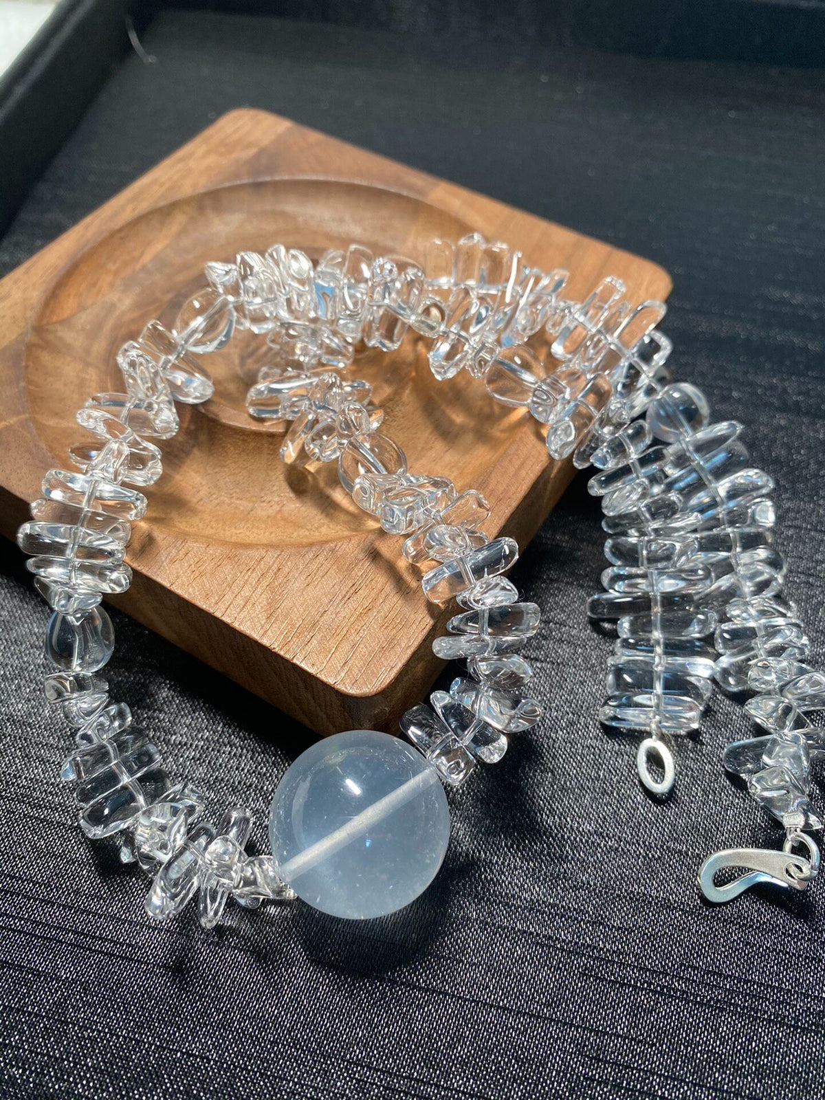 White Crystal Necklace Long Beads