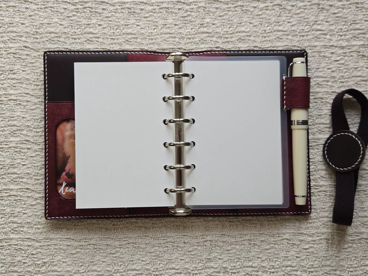 Caderno de Anéis em Couro Barenia A7