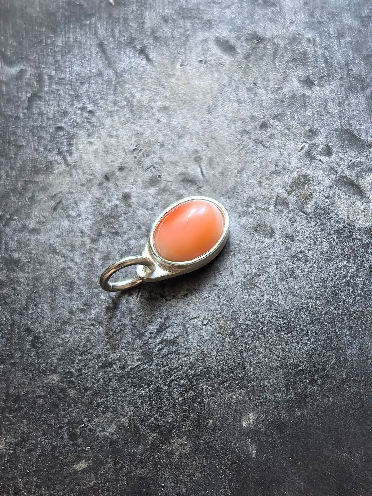 999 Silver Orange Gemstone Side Pendant