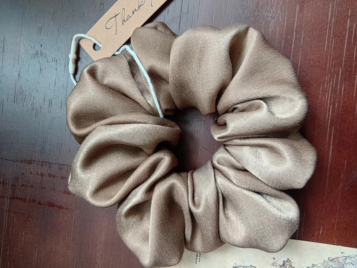 Grote Satin Scrunchie in Muted Olive Taupe