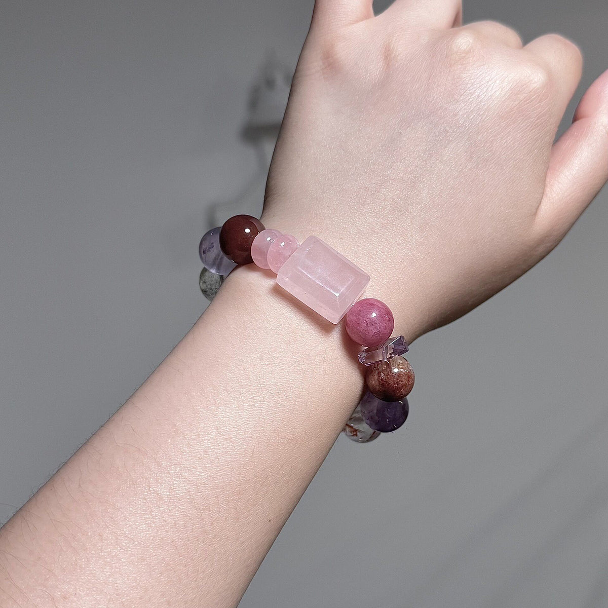 Grüner Phantom-Amethyst Kristall-Armbandset