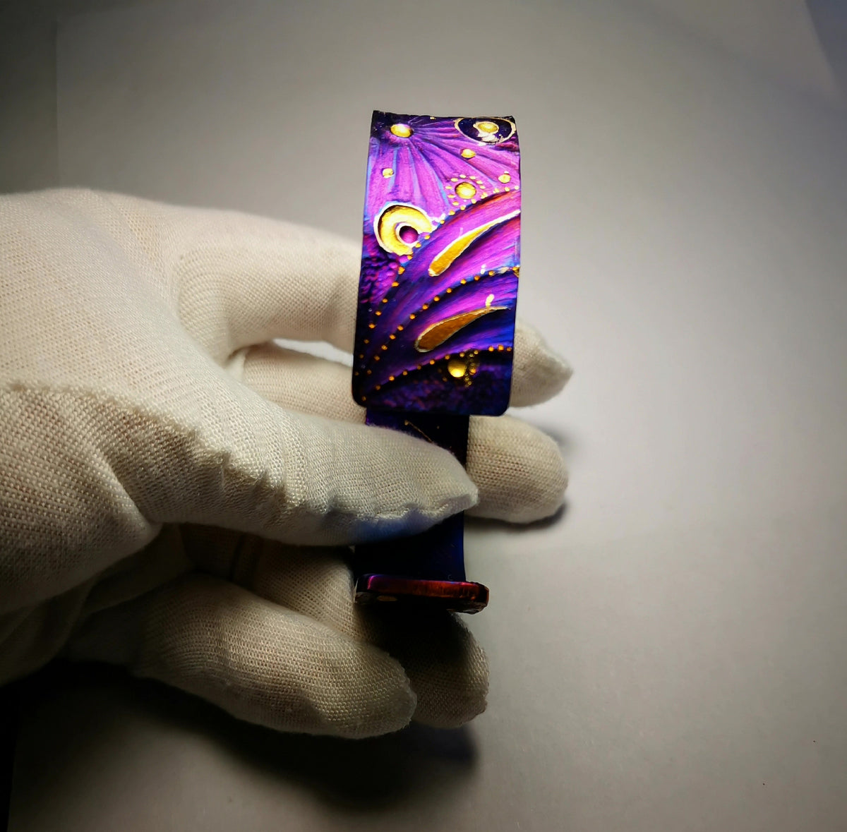 Titanium Meteorite Cuff Bracelet Iridescent
