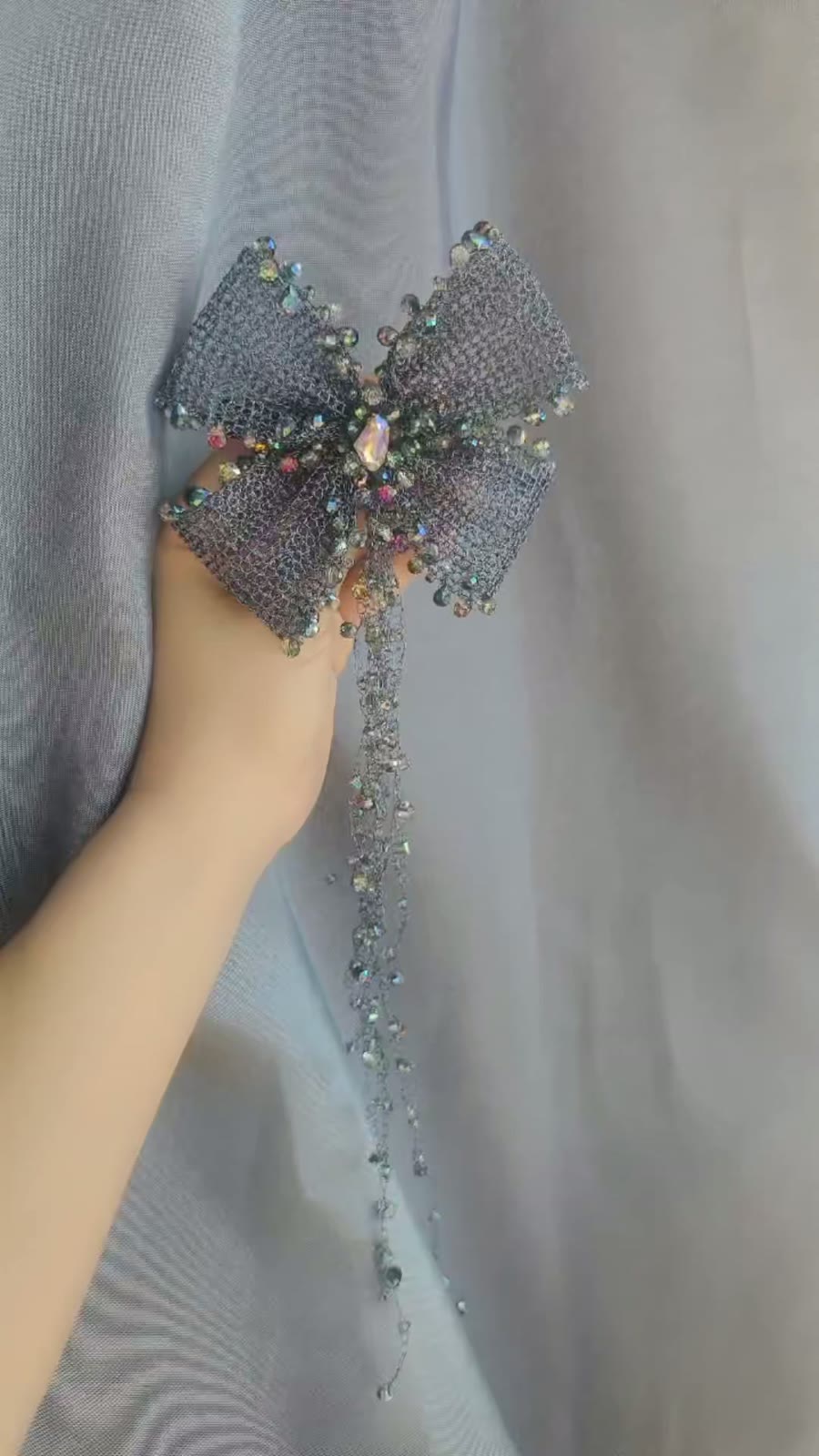 Silver Mesh Bow Hair Clip