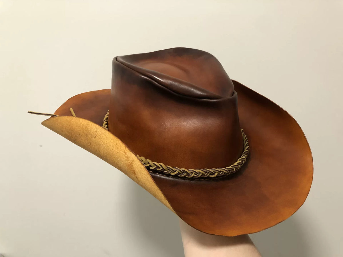 Handmade Leather Cowboy Hat Gradient Brown