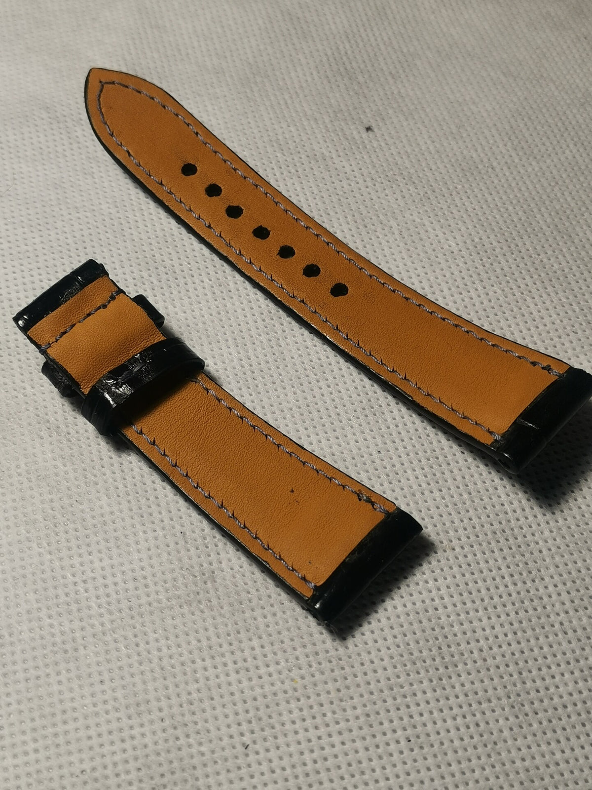 Handmade Black Crocodile Leather Watch Strap