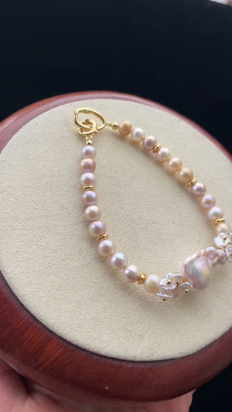 Natural Pearl Bracelet with Baroque Centerpiece