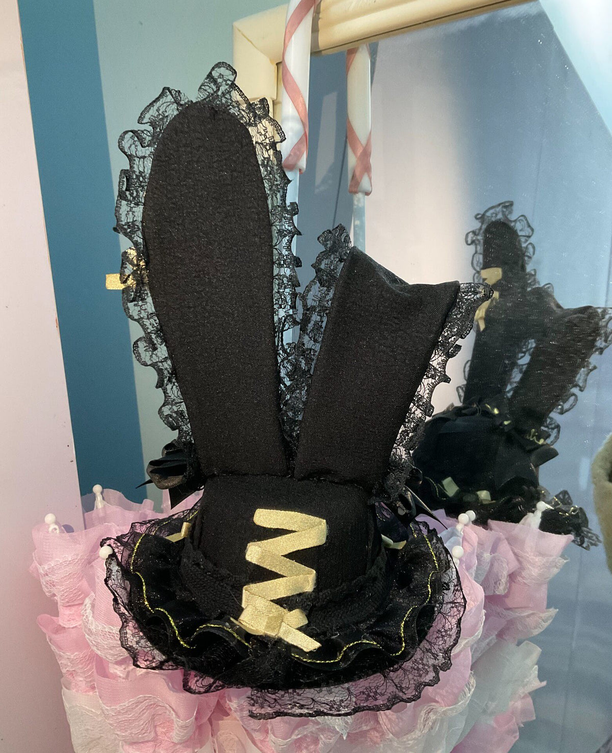 Black Gold Bunny Ear Mini Top Hat