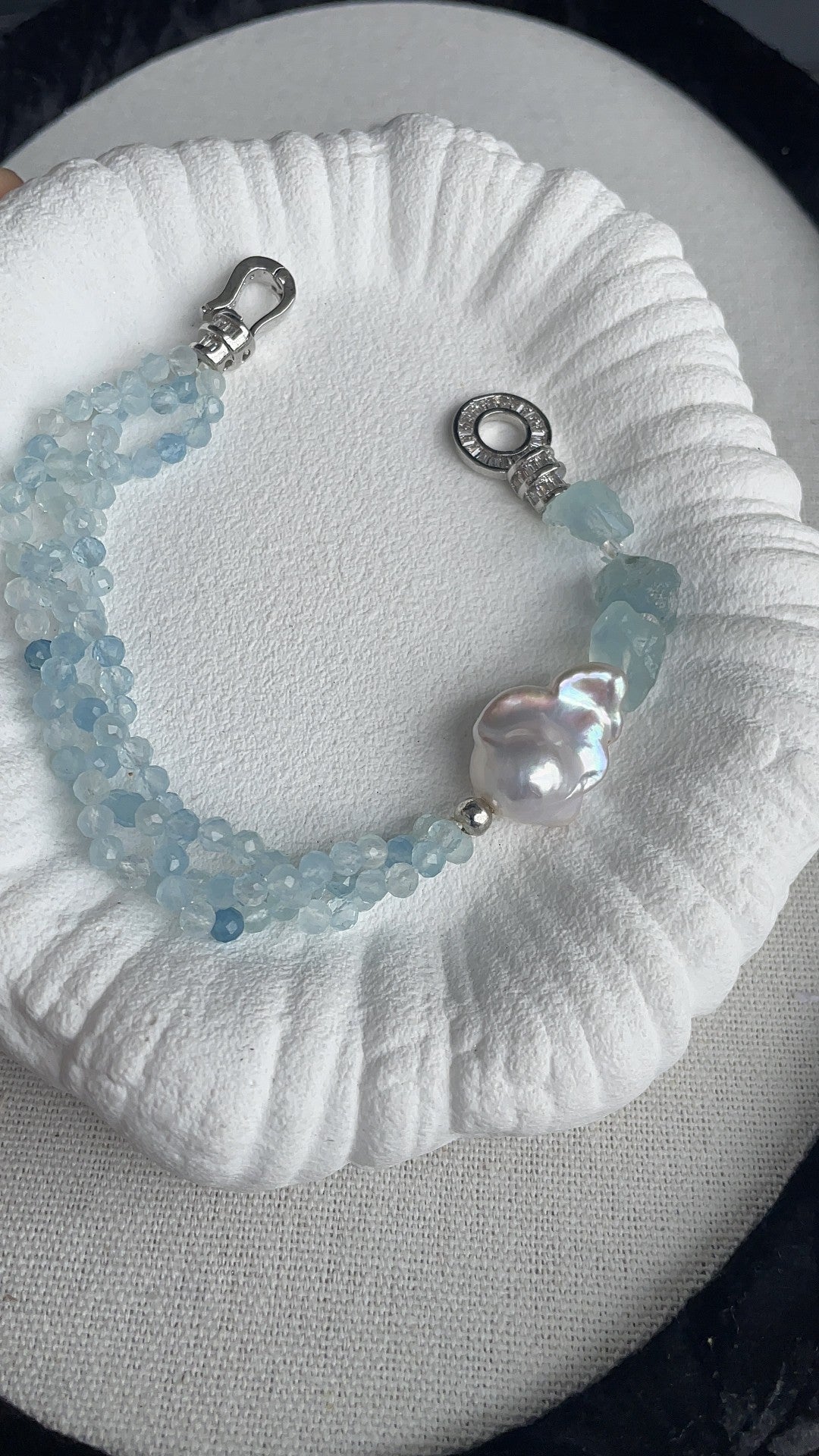 Aquamarin Barockperlen Armband-Set