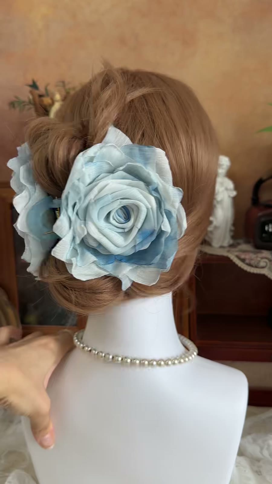 Handmade Tie Dye Fabric Rose Hair Claw