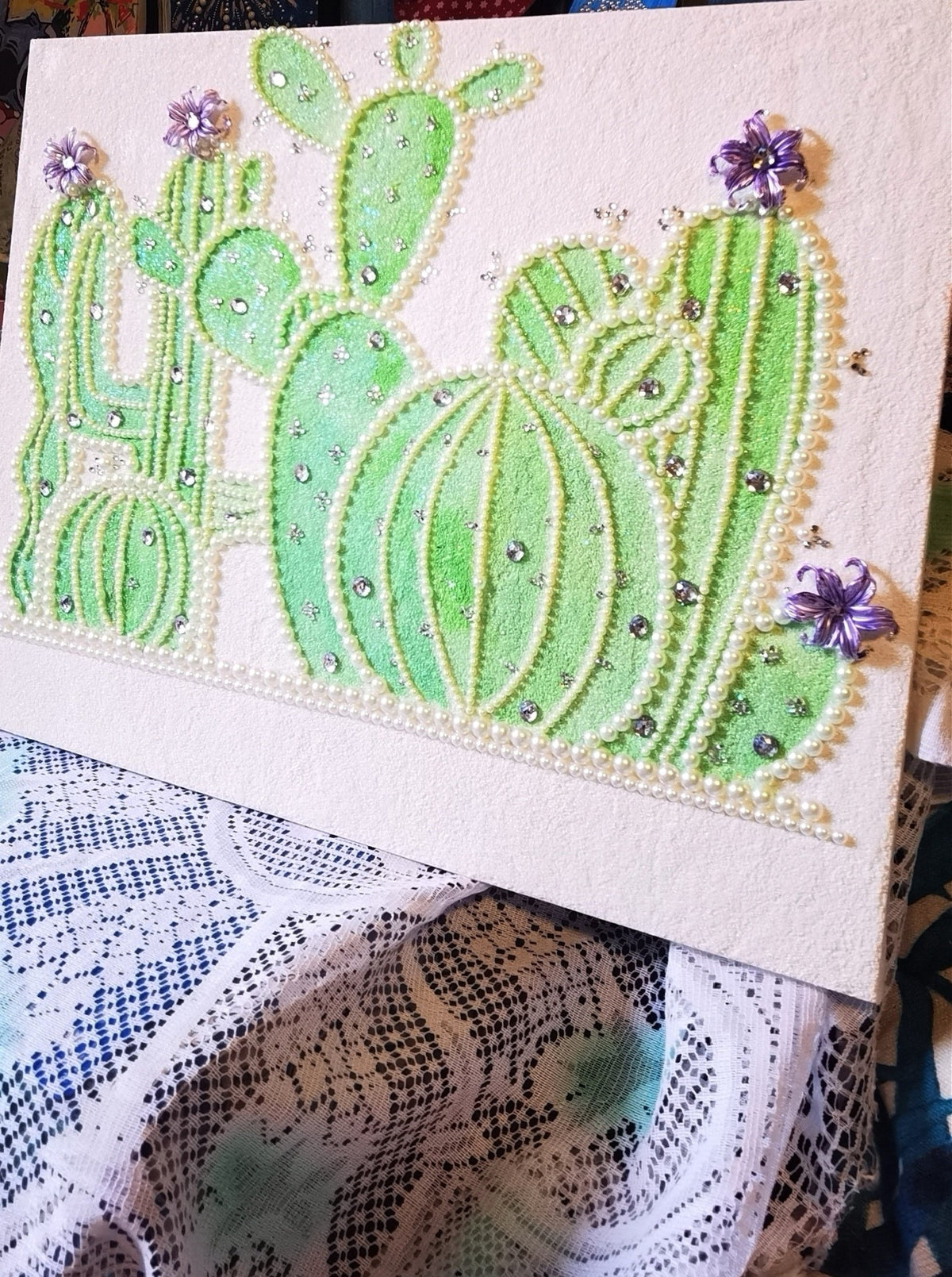 Quartz Sand Cactus Pearl 3D Artwork