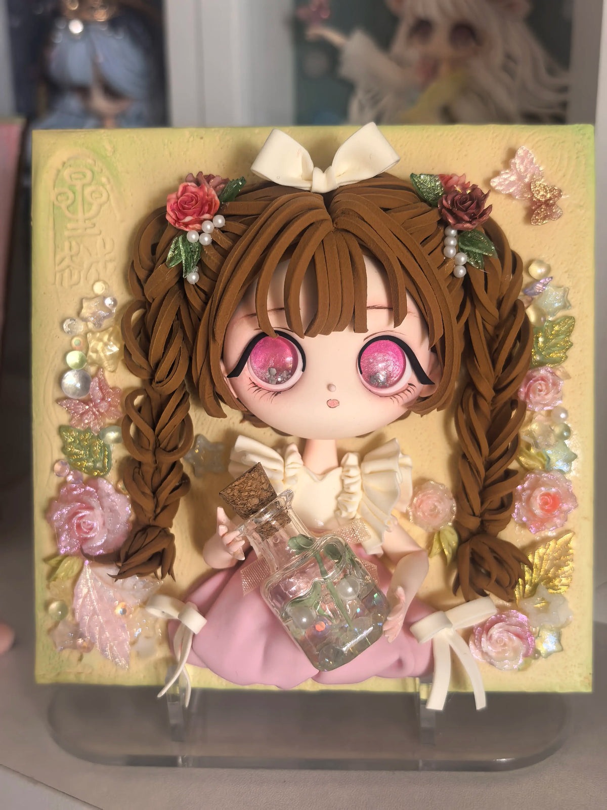Handmade Clay Girl Figurine Frame 10cm
