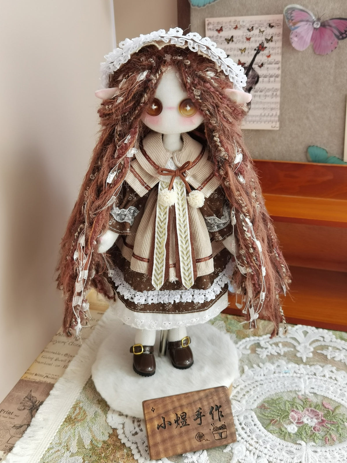 Button Eye Elf Doll 30cm Handmade