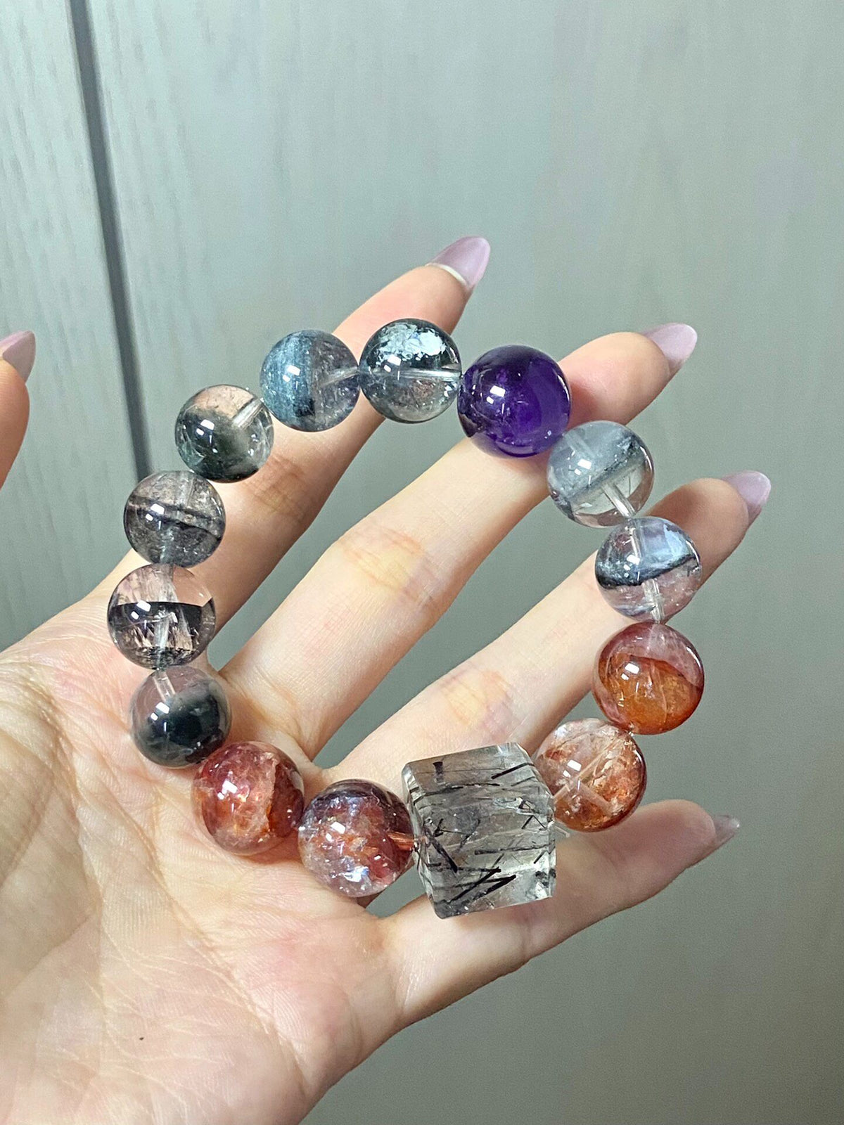 Natural Crystal Beaded Bracelet Mixed Quartz