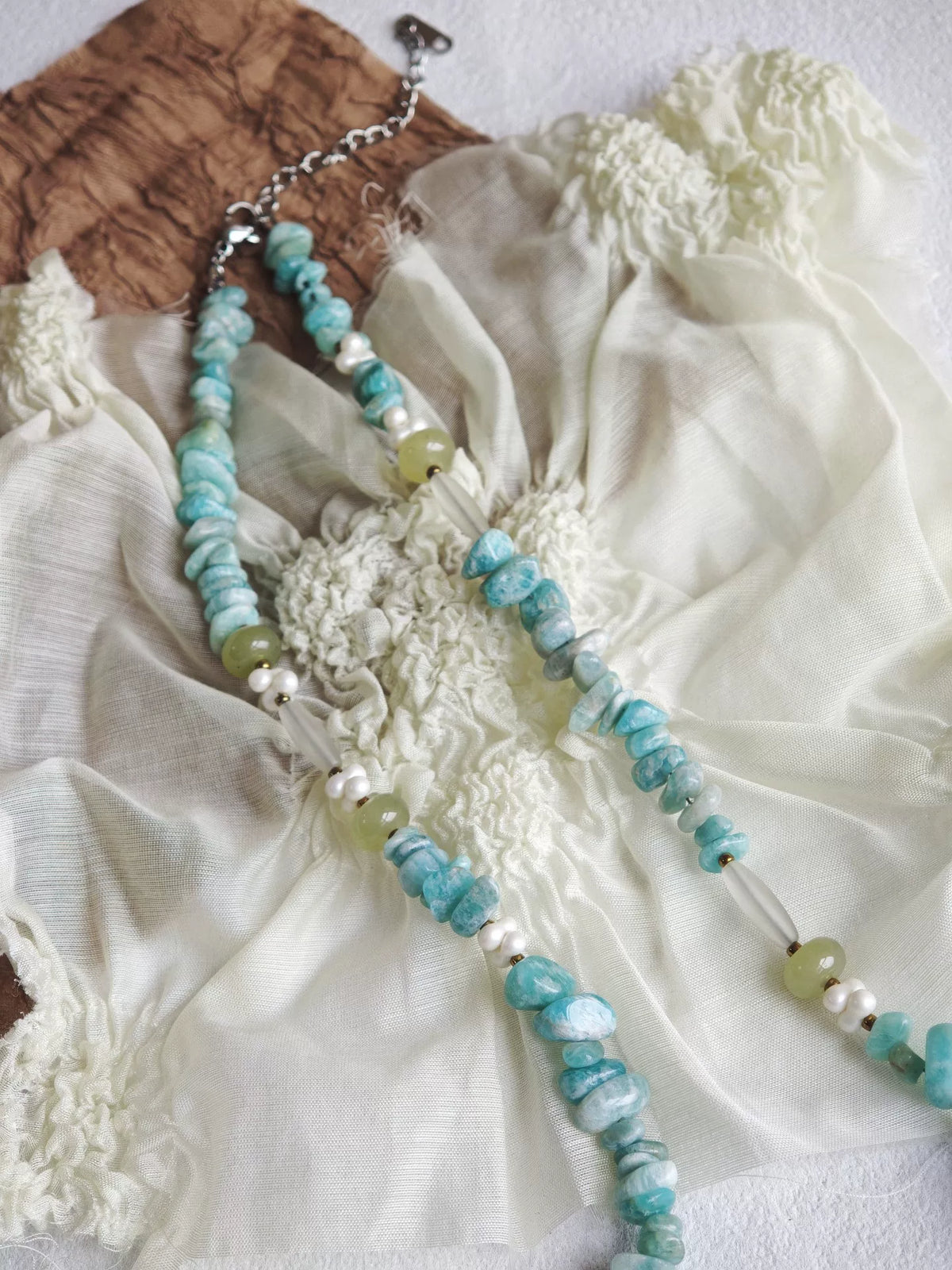 Handmade Amazonite Chip Beaded Necklace