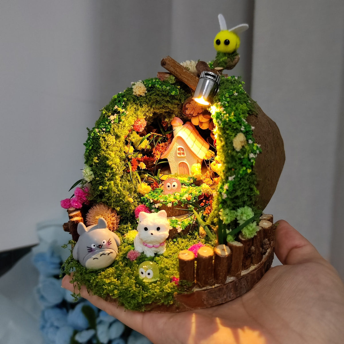 Seed Pod Diorama with Miniature Figurines