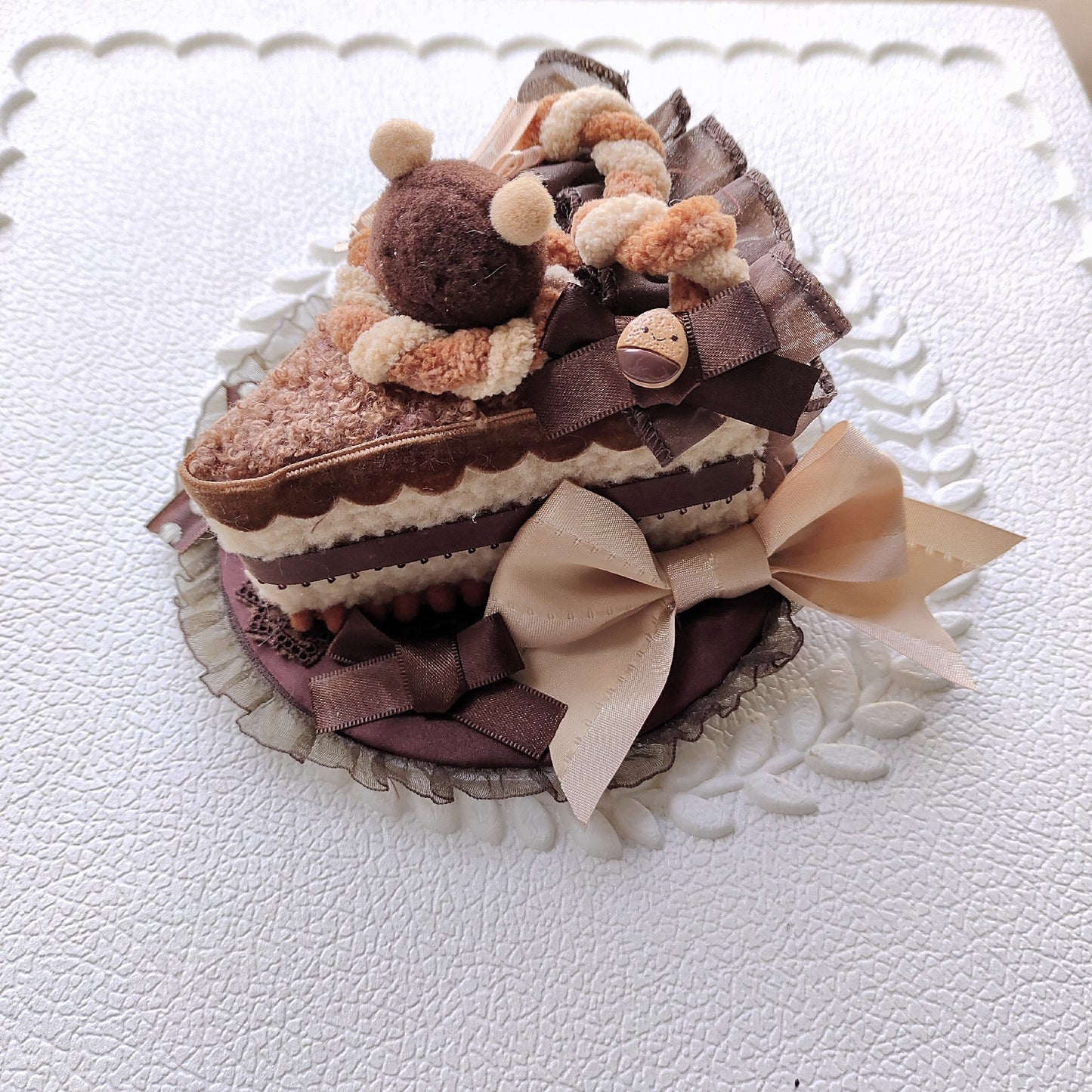 Chocolate Brown Cake Slice Mini Top Hat Lolita Hair Clip