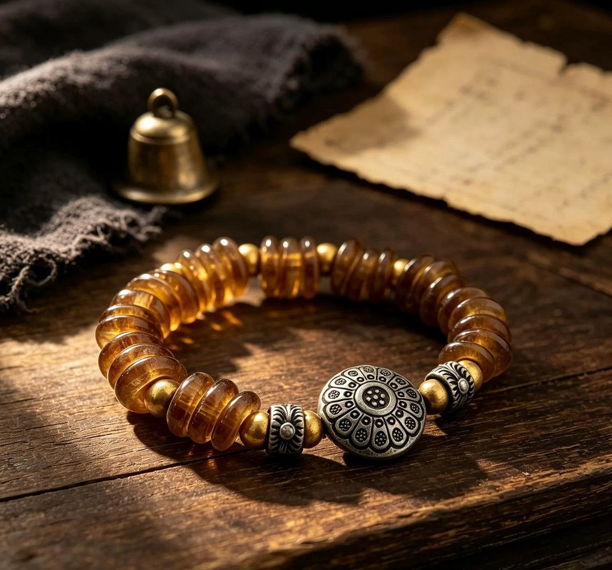 Teefarbenes Glasperlenarmband