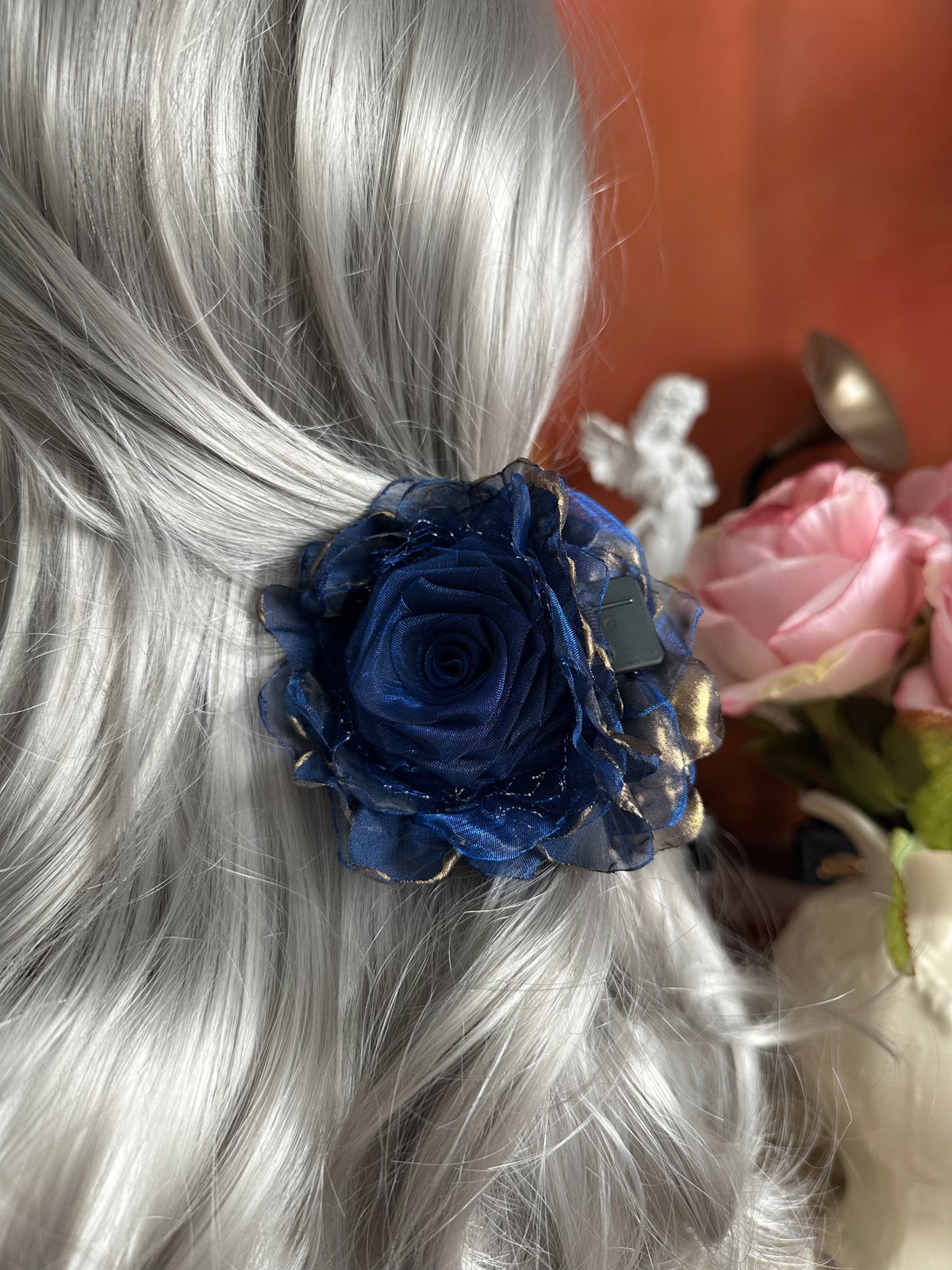 Handmade Fabric Rose Claw Clip