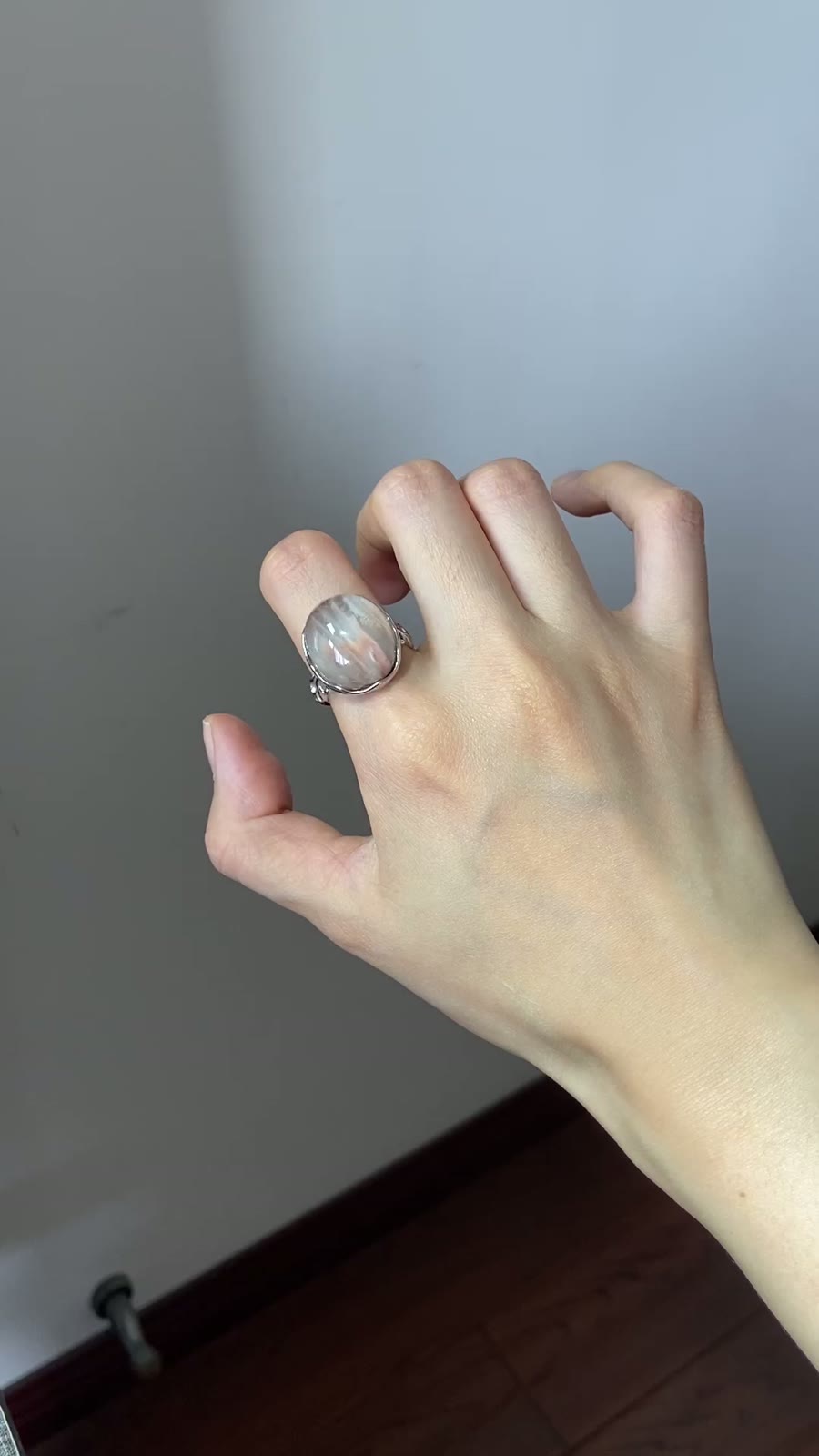 Natürlicher Kaninchenfellcrystal Ring S925 Silber