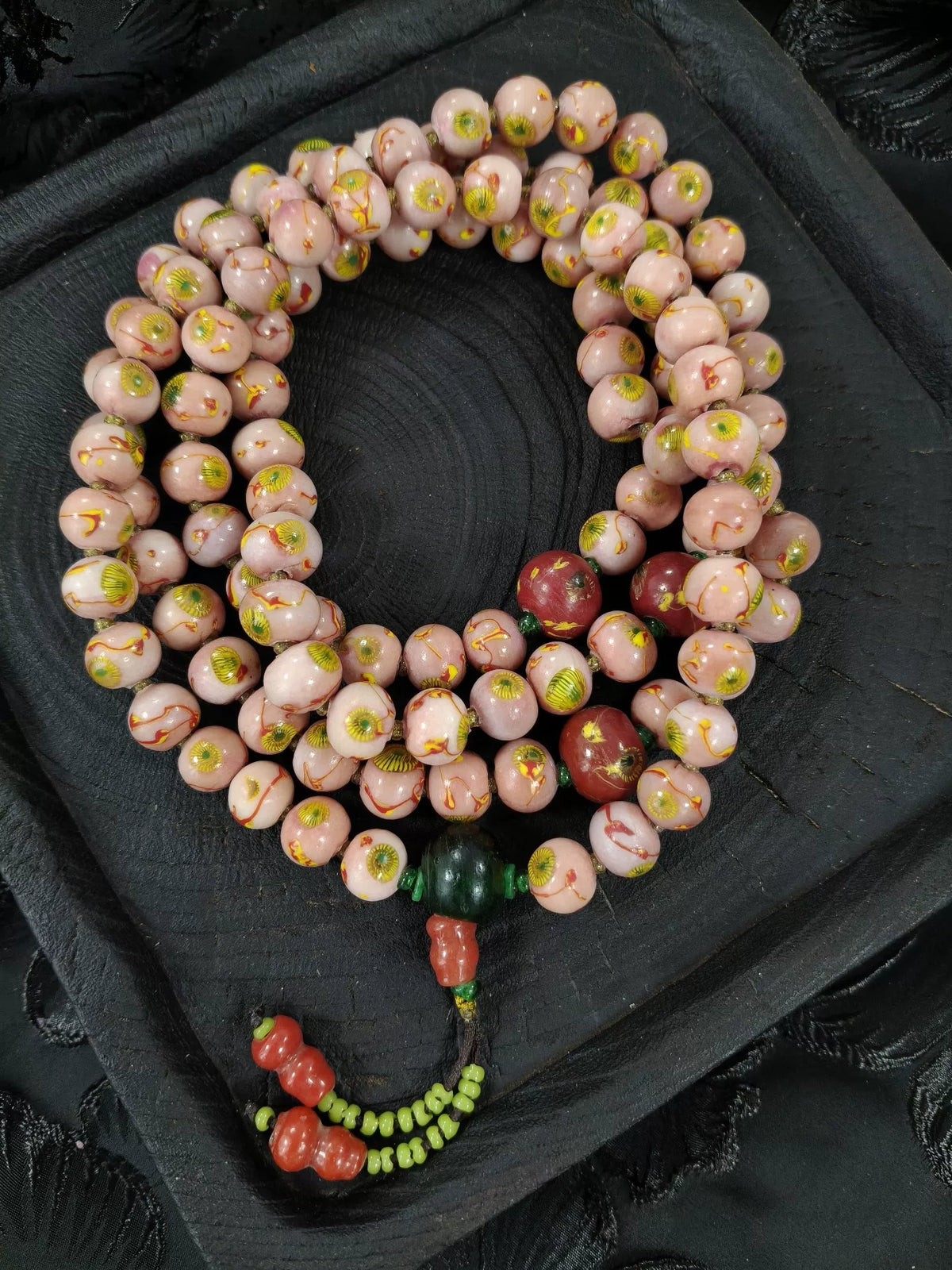 Collar de 108 Contas Rosa com Olho de Fénix