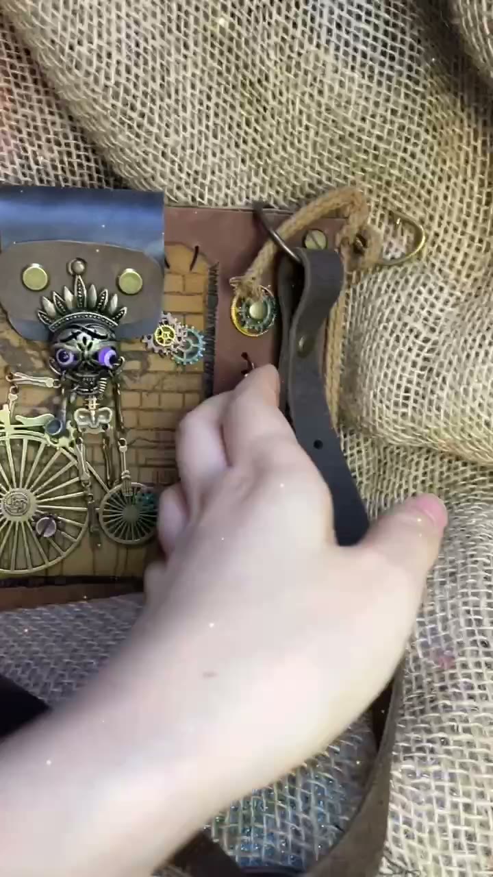Steampunk Crazy Horse Leather Crossbody Bag