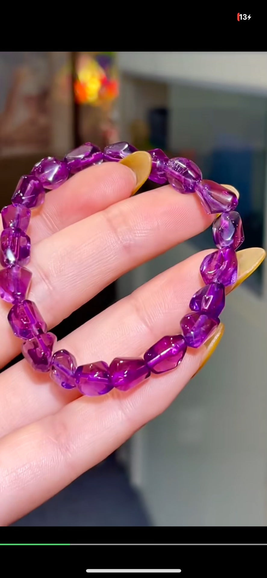Faceted Irregular Purple Amethyst Bracelet 9x7mm