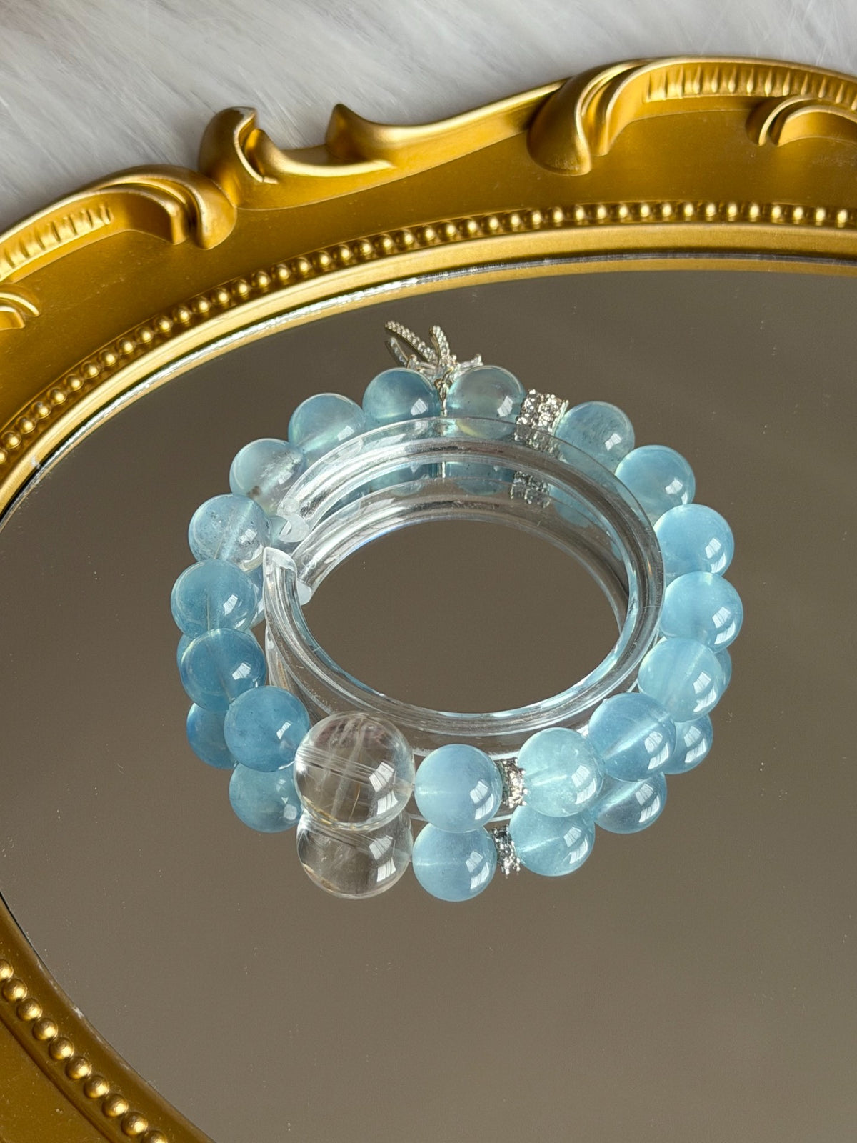 Natural Crystal Aquamarine Beaded Bracelet Design