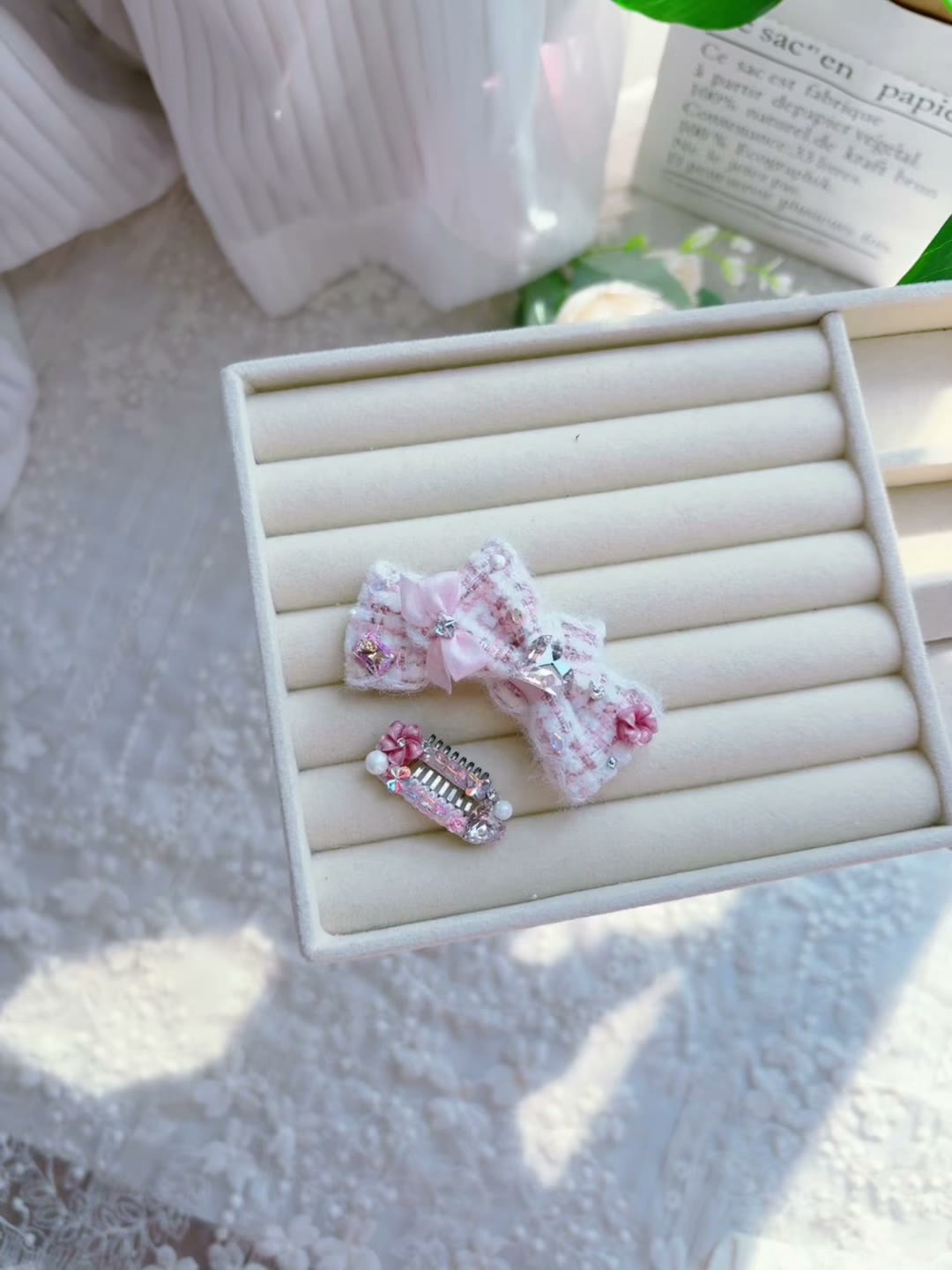 Handmade Rose Pink Pet Hair Bow Clip