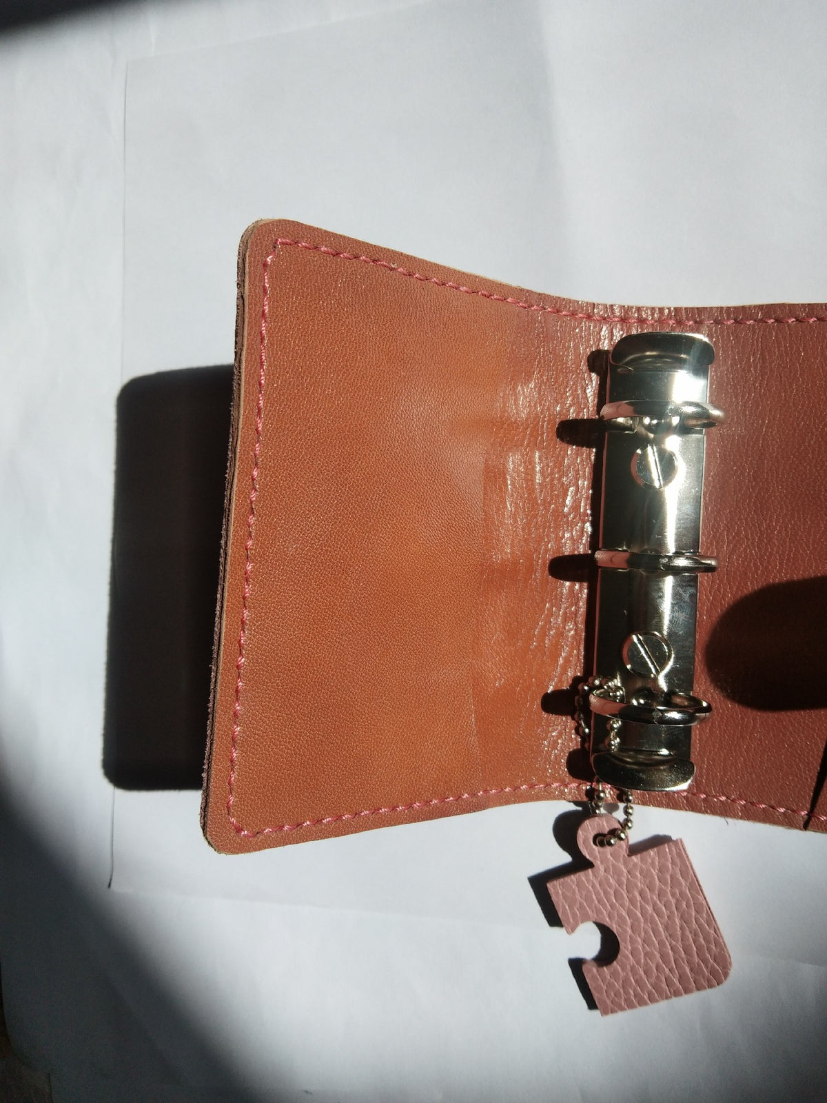 Handmade Leather Notebook with Pink Cover