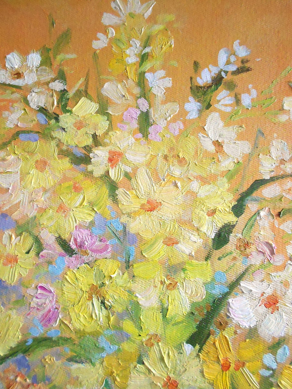 Óleo Original Ramo Floral Amarillo