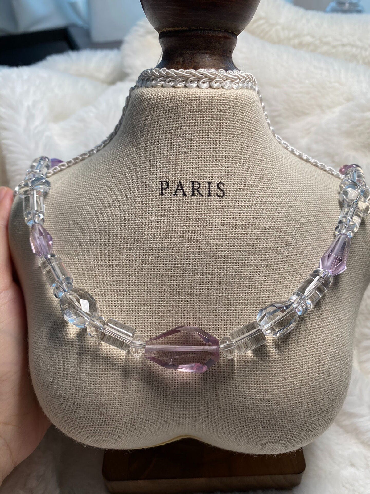 White Crystal Amethyst Beaded Necklace