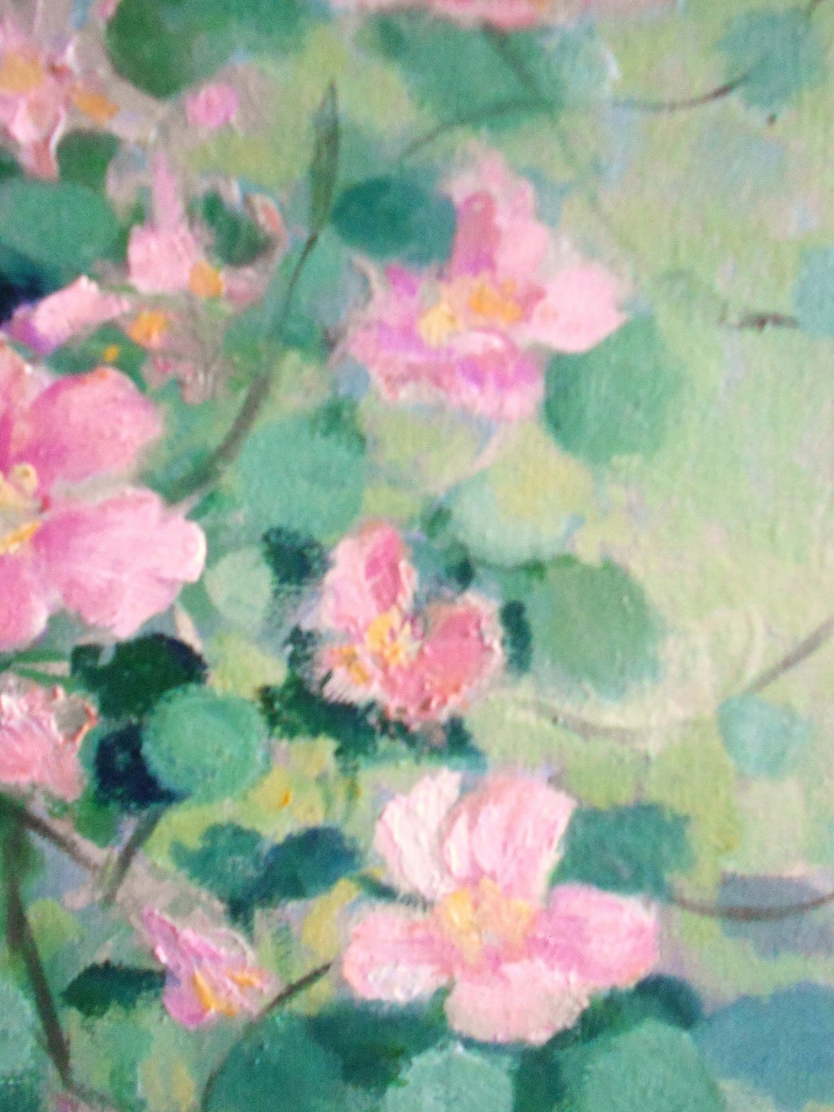 Pink Flowers Oil Painting on Canvas