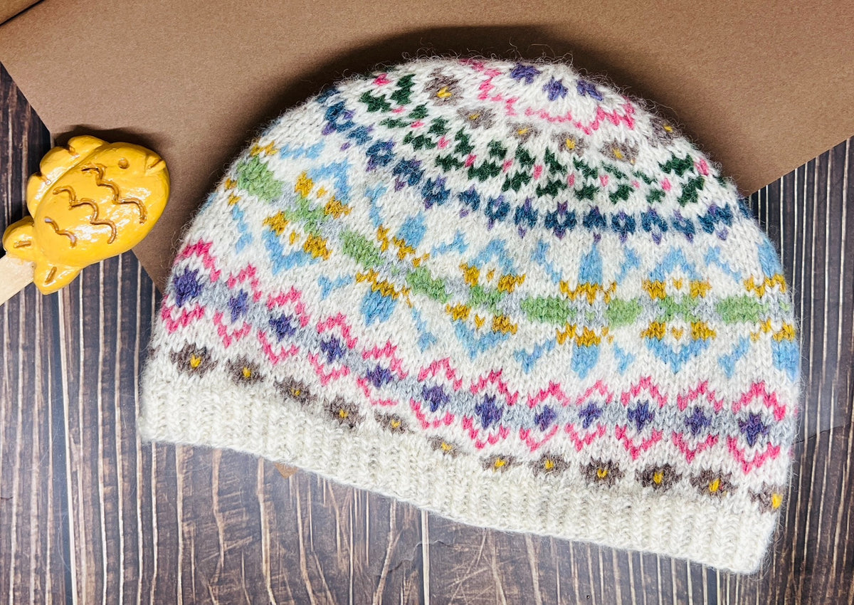 100 Wool Fair Isle Beanie Hat